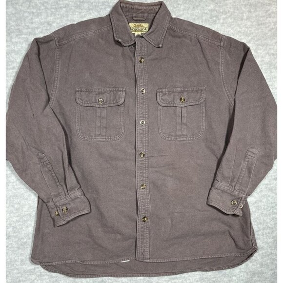 Cabela's Brown Deerskin Soft Chamois‎ Mens Long Sleeve Shirt Heavy Weight L - Picture 1 of 4